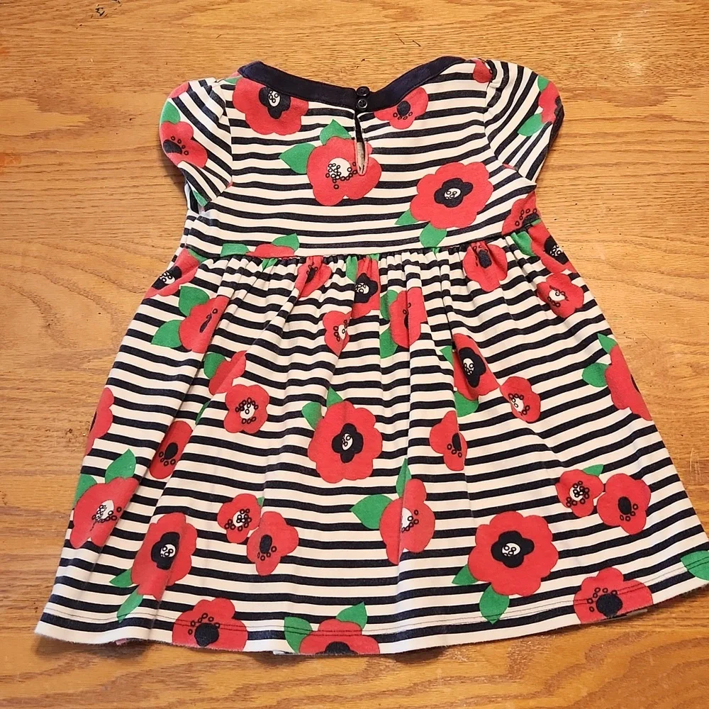 🍒Gymboree Girl's Short-Sleeved Dress Size 3 Red and Blue Striped